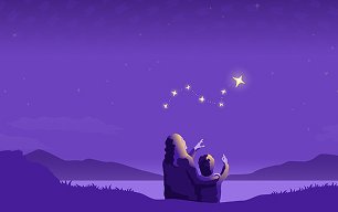 Two people look at the stars.